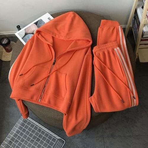 Women Two Piece Set Outfits Autumn Womens Tracksuit Zipper Short Cardigan Sweater Hoodies Casual Sport Pants Suit Women Set