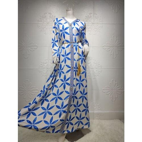 Satin Floral Maxi Long Dress for Women 2021 Dubai Arabic Oman Moroccan Kaftan Muslim Dresses Middle East Ethnic Abaya Eid New