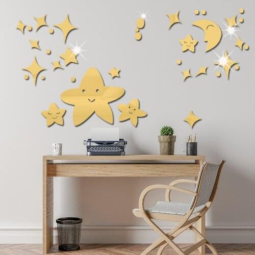 21pcs/set Star Wall Sticker living Room Bedroom Background Wall Acrylic Wall Sticker Acrylic DIY Home Decorative Wall Stickers