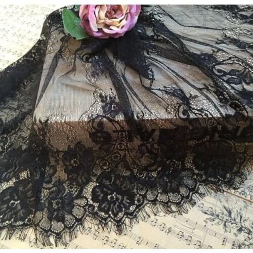 3m/pack Free shipping width 44cm white black DIY exquisite eyelash lace decoration embroidery lace fabric
