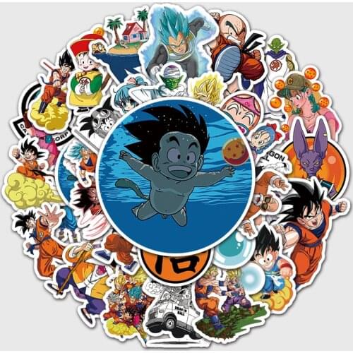 50PCS Bandai Anime Dragon Ball Stickers Waterproof Skateboard Luggage Laptop Guitar Bicycle Decorate DIYCartoon Sticker Kid Toy