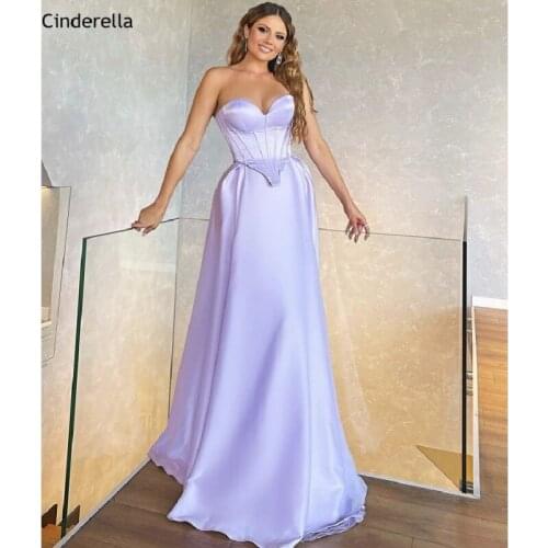2022 Prom Dresses Sweetheart Sleeveless Sweep Train A-Line Zipper Back Satin Pleated Prom Dresses vestidos de fiesta de noche