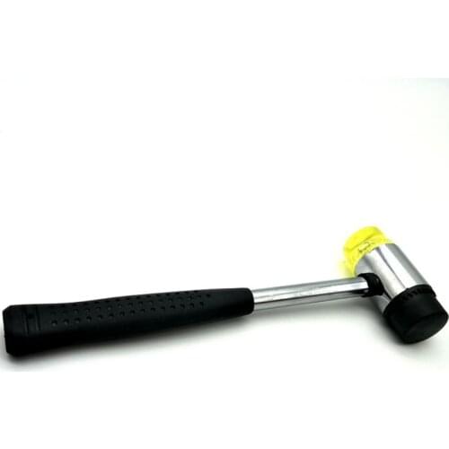 B2QB 25mm Double-Face Hammer with Soft/Hard Tips & Non-Slip Rubber Handle, Steel Pipe Mallet with 5 Leveling Pens