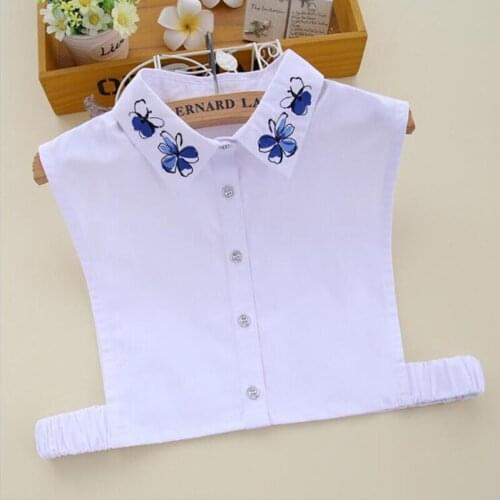 White Shirt False Collar Embroidery Quality Korean Fashion Blouse Detachable Collar Clothes Accessories