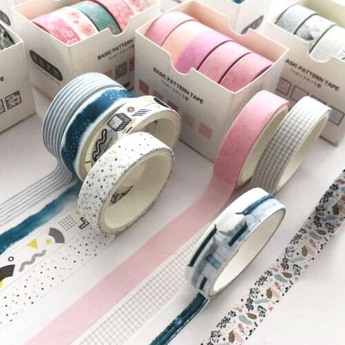 5 Rolls Kawaii Printed Washi Tape Set Decorative Masking Tape DIY Scrapbooking Adhesive Tape School Stationery Supplies Gift