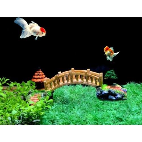 Retro Artificial Resin Wood Bridge Avoiding Pavilion Bridge Climbing Platform Fish Tank Landscape Aquarium Decoration Fish Toy