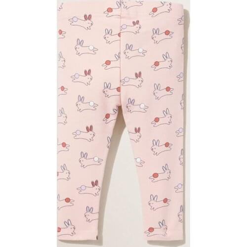 Embroidery Bunny 100% Combed Cotton Children Infant Bebe Girls Skinny Pencil Stretch Pants Baby Girl Clothes Kids Girls Leggings