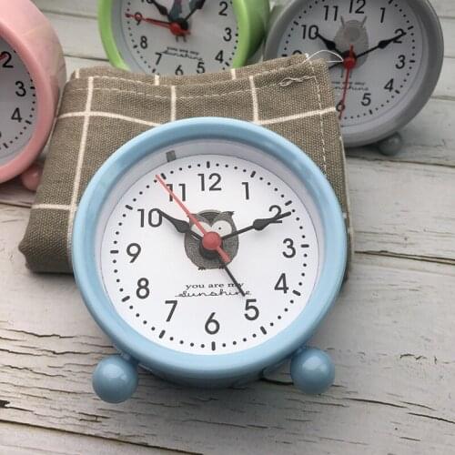 Childrens bedside electronic alarm clock small pink mini childrens alarm clock cute decoration round alarm clock