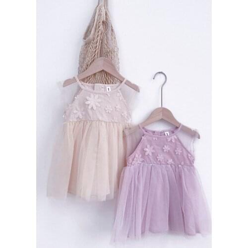 DFXD Baby Girls Dress Summer Fashion Flower Mesh Tulle Tutu Dress Princess Costume Girl Party Dress 1-7T Ball Gown Kids Clothing
