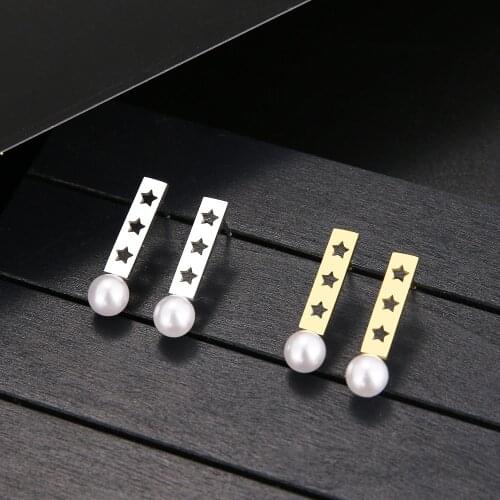 DOTIFI 316L Stainless Steel Earring Exquisite Pearl Geometric Long Stars Earrings Engagement Wedding For Women Jewelry Gifts