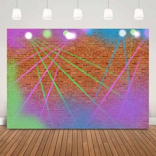 Red Brick Wall Photography backdrop Rays dance party decoration birthday party supplies photocall 80s 90s