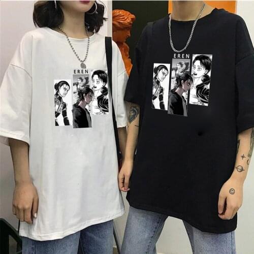 Attack On Titan Tshirt Eren Yeager Clothes O-Neck Loose Unisex Tshirt Eren Yeager Print