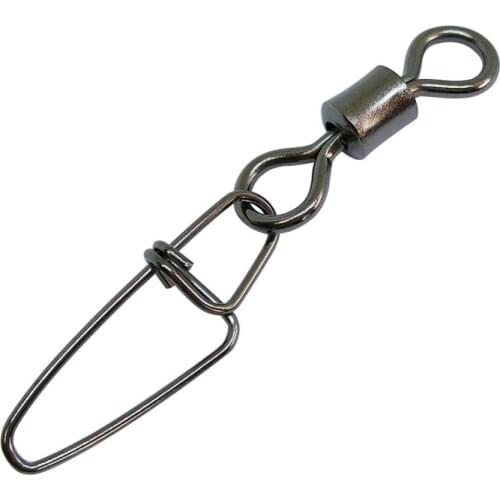 INFOF 500/1000pcs Fishing Swivels Snap Hook Rolling Swivel with Insurance Snap #12-#4/0 Carp Fishing Connector Terminal Tackle