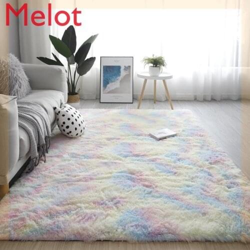 Fluffy Tie-Dyed Carpet Printed Plush Floor Fluffy Mat Pet Artificial Wool Leather Carpet Mat Silk Carpet living room rug