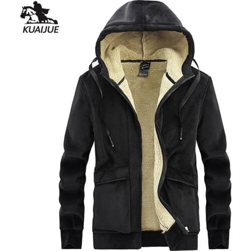 Winter Jacket Mens L-6XL 7XL 8XL New Fleece Top Mens Casual windbreaker Hooded jackets Solid color Warm coats men clothing 866