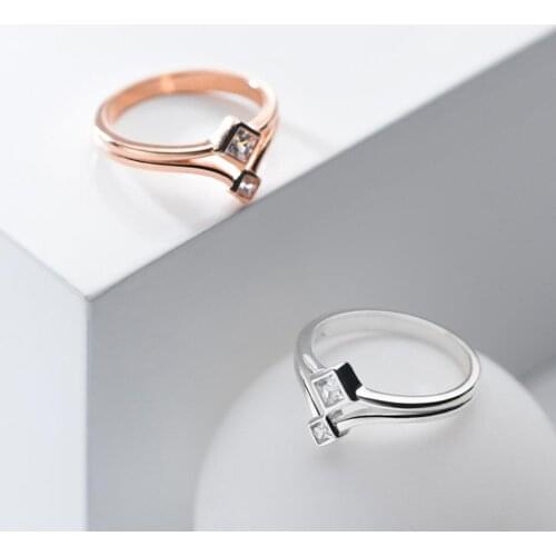 925 Sterling Silver Square Chevron Ring Women Gift A3006