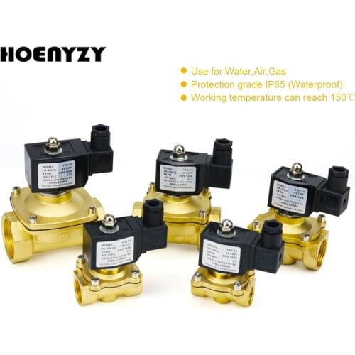 1/2" 3/4" 1" 1-1/4" Brass Solenoid Valve Normally Close 220V/12V/24V/110V With FKM Seal For Air Water Gas Oil Waterproof IP65