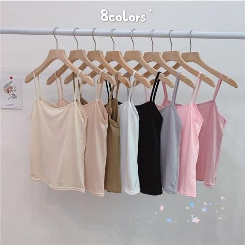 Spaghetti Strap Summer Sexy Tank Top Women Crop Top Sleeveless Camisoles 2021 Female Solid 8 Color Camis Street Ladies Tops