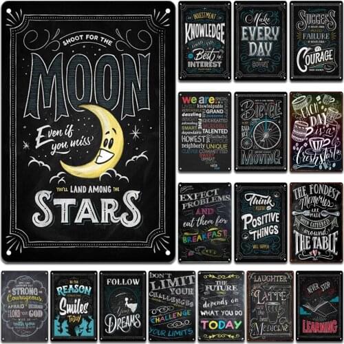 Metal Tin Signs Big Dream Idea Moon Star Smile Metal Poster Wall Study Living Room Wall Decor Crafts Tin Plaques Iron Paintings