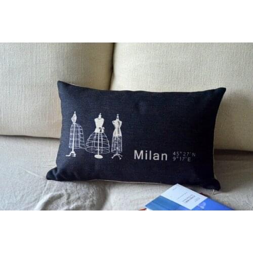 Milan pillow cover, Creative cartoon word milan waist pillow case pillowcase No Core