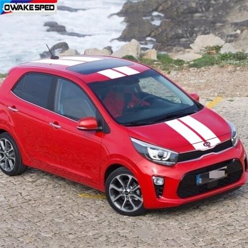 1 set Racing Sport Stripes Car Hood Roof Tail Sticker For KIA Picanto Morning Auto Body Whole Vinyl Decals Exterior Accessories
