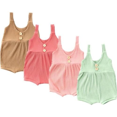 New 4Colors Baby Girl Kids Solid Romper Jumpsuit Bodysuit Playsuit Summer Clothes Outfits