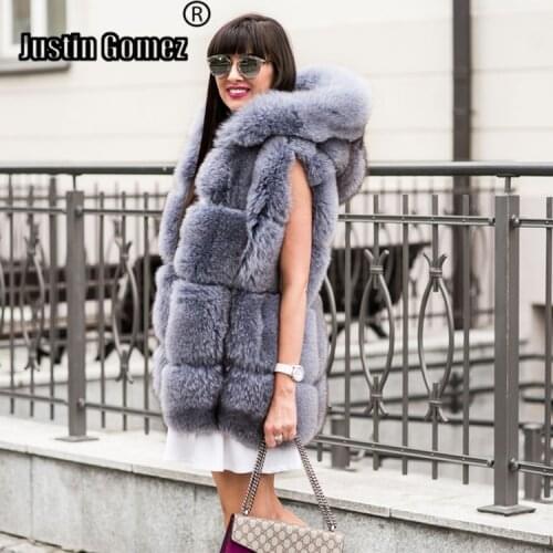 New Arrival Luxury Outwear 100% Genuine Fox Fur Coat With Hooded Warm Thickening Short Version Simple Womens Tops and Blouses