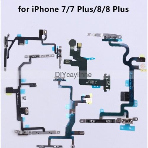 New Power Flex for iPhone 7 plus 8G 8 plus Power Button Switch Flash Light Flex Cable Pre-installed Metal Bracket Replacement