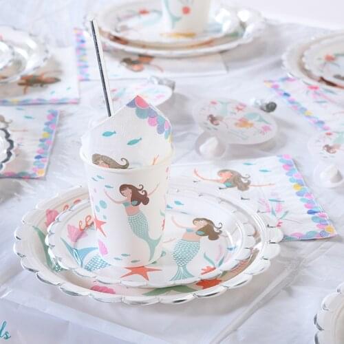 Mermaid Party Decor Mermaid Birthday Party Disposable Tableware Plant Kit Under the Sea Girl First Birthday Party Supply HY7167