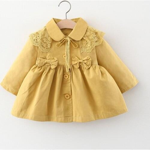 Toddlers Baby Coat Trench Tops Button Bandage Ruffle Casual Jacket Girls Solid Windbreaker Coat Girls Trench Outwear