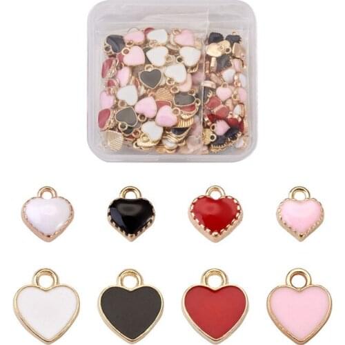 Pandahall 200pcs Small Alloy Enamel Charms Pendant Heart for Jewelry Making DIY Bracelet Necklace Handmade Craft Finding
