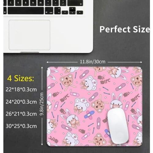 Ouchie Nurse Menhera Stuffies On Pepto Pink Mouse Pad DIY Print Cushion Menhera Bunnies Yami Kawaii Medicute