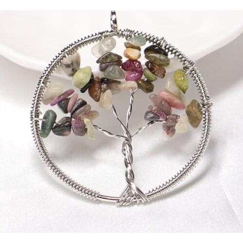 Natural Crystal Pendant Is a DIY Gift For Men And Womens Tree Of Life Jewelry Healing Quartz Mineral Pendant