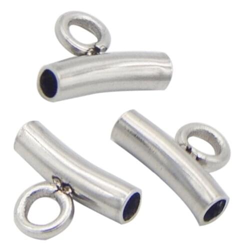 REGELIN 10pcs/lot 7x5mm(1mm hole) Stainless Steel Spacer Beads Curve Tube for DIY Chock Necklace Making Jewelry Making Findings