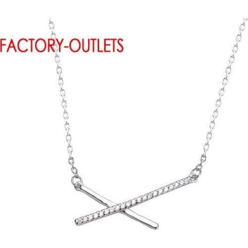 Authentic 925 Sterling Silver Luxury CZ Paved X Shape Sparkling Crystal Pendant Necklace For Women Animal Jewelry New Bijoux