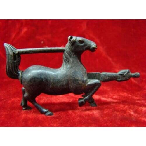 Rare Chinese old style Brass Carved Lifelike Horse padlock lock and key