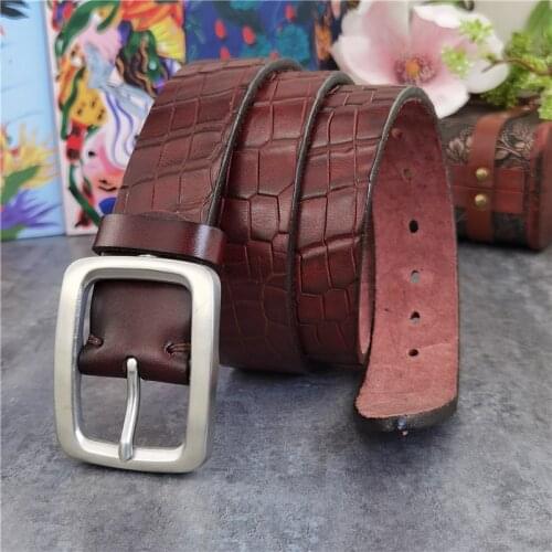 Stainless Steel Belt Buckle Mens Belts Luxury Thick Desiger Genuine Leather Belt Ceinture Belts Men Leather Waist Belt SBT0013