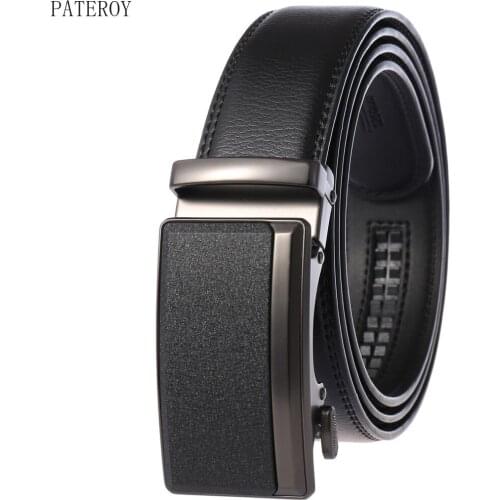 Casual Leather Belt For Men Cowhide High Quality Ratchet Belt Retro Gold Metal Automatic Buckle Male Brown Waist Dress Strap