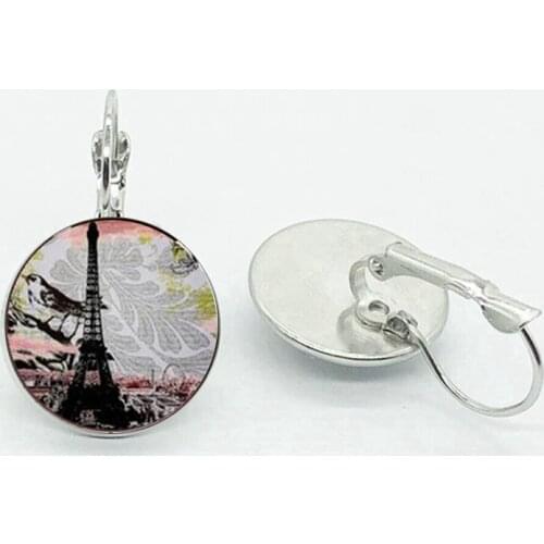 Romantic City, Paris, France, Eiffel Tower Literature Simple Style Earrings Glass Convex Jewelry DIY Earrings Women Lover Gifts