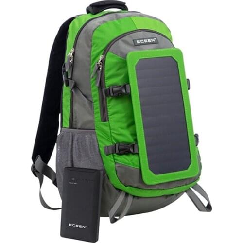 Solar Backpack 7W Solar Panel Charge For Cell Phones and 5V Device Power Supply Travel Hiking Backpack 17 inch laptop bag