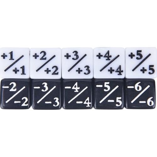 10 Pieces Dice Counters 5 Positive +1/+1 & 5 Negative -1/-1 For Magic The Gathering Table Game Funny Dic Wholesale