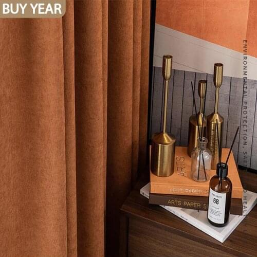 Nordic Style Curtains for Living Dining Room Bedroom High-end Thick Shading Chenille Blackout Curtains Window Curtains