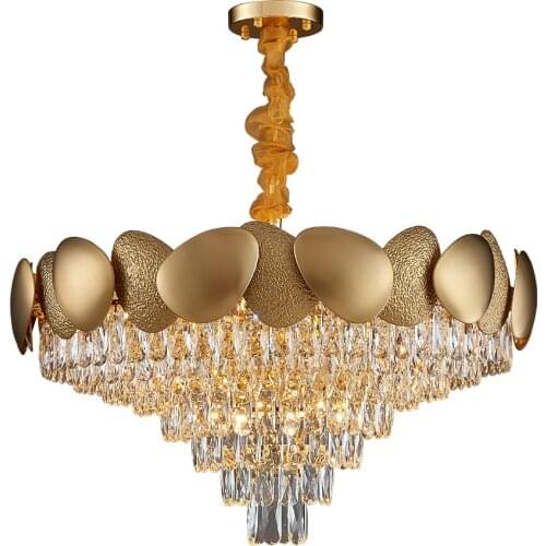 Modern crystal chandelier for living room luxury gold lighting fixture home decoration chain cristal lamp dining room light