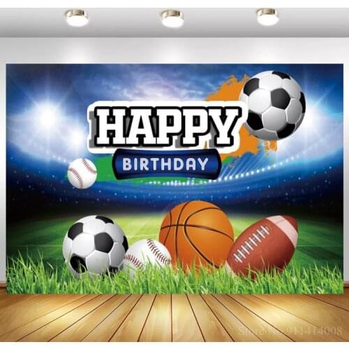 Sports Theme Football Basketball Rugby Boy Birthday Party Backdrop Stadium Photography Background For Photo Studio Photocall