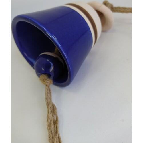 Dark Blue Ceramic Bell Turkish Handmade Wall Hanging Boho Home Decor Made in Turkey
