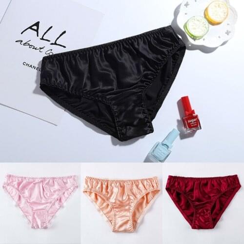 Milk Silk Lingerie Panties Ladies Sexy Seamless Satin Underwear Women Fashion Breathable Panties Hollow Briefs Plus Size