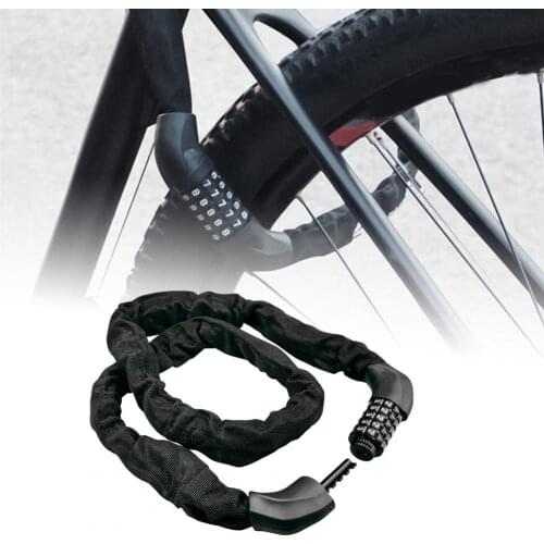 Useful Bicycle Lock Waterproof Portable Anti-theft Black Electric Bike Password Chain Lock Easy to Carry for Mountain Bike