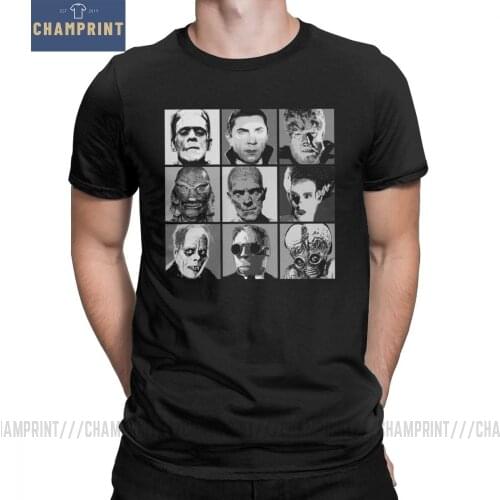 Universal Warhol T-Shirts Men Monsters Pop Art Face Horror Scary Creepy Halloween Cotton Tee Short Sleeve T Shirts Plus Size