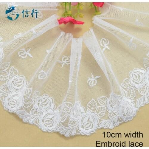 10cm width embroid lace sewing ribbon guipure trims or fabric warp knitting DIY Garment Accessories free shipping#3622