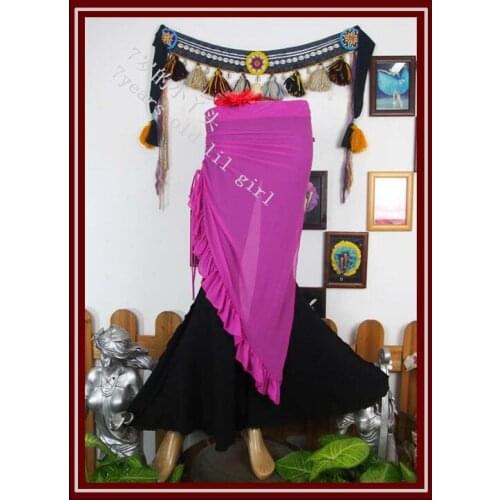 Belly Dance Skirt Adult Transparent Thin Gothic Tribal Over With Ruffle BQ153 160